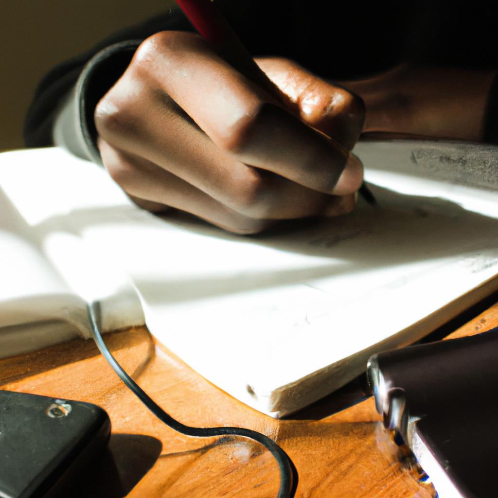 Person reading and taking notes