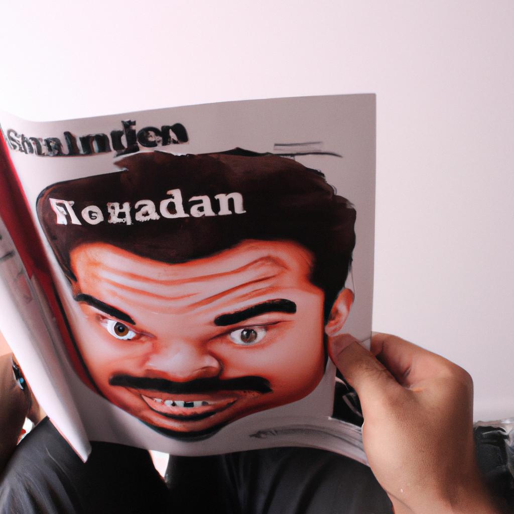 Person reading funny magazine illustration