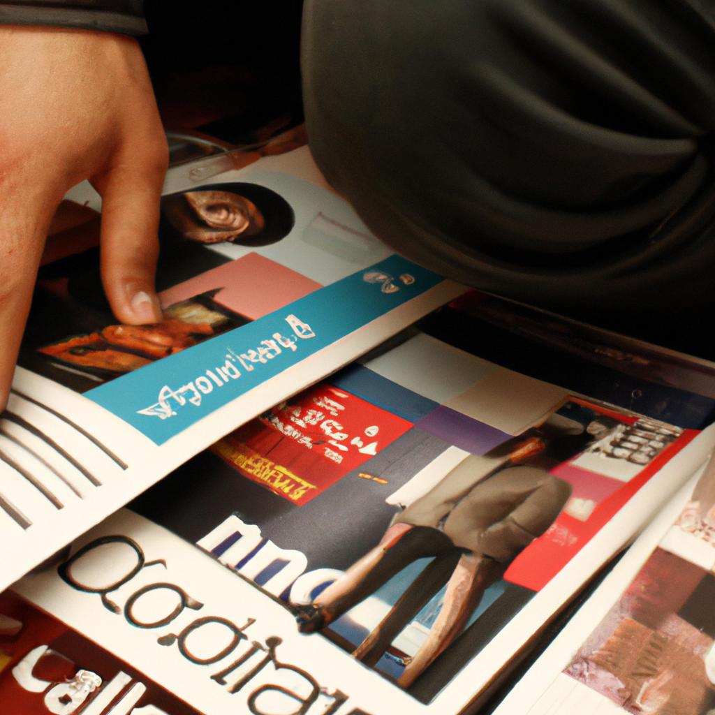 Person reading various political magazines